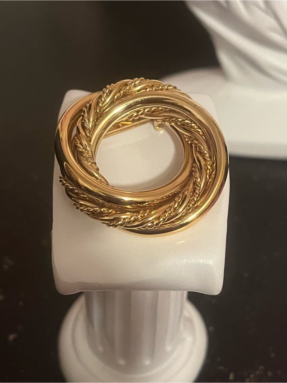 Napier Gold-Tone Twisted Rope Circle Brooch